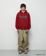 mah CUT OFF APPLIQUE ZIP-UP HOODIE_BURGUNDY