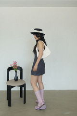 MONO RIBBON STRAW BOATER HAT