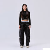 Logo Crop Hoodie Black