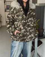 [Fur Detachable] エルモラクーンフードカモフラージュパディング