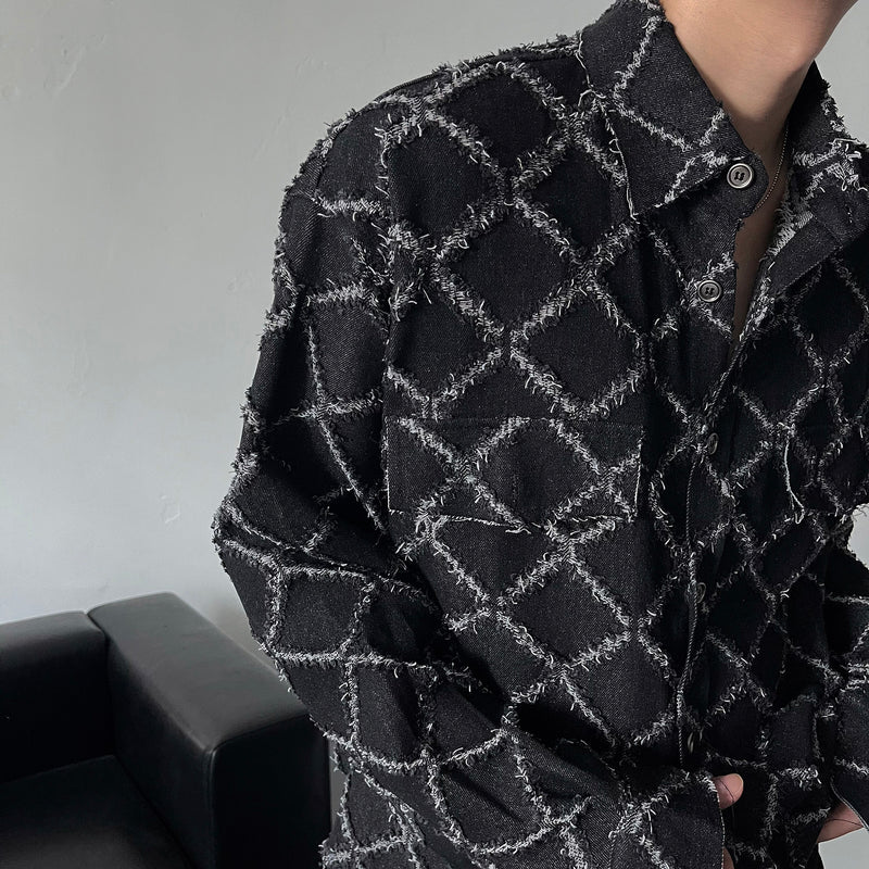 CR denim destroyed cutting cropped jacket (2 colors)