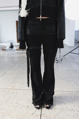 [ID] Layered Leather Bootcut Pants (Black)