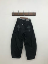Stud Cross Wide Denim Pants