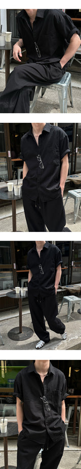 [SET UP가능] Washed cotton half shirts(6color)