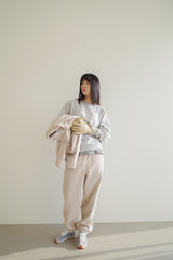 Wool jogger pants, Cream