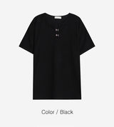 No.1299 H hook henly neck half T (4color)
