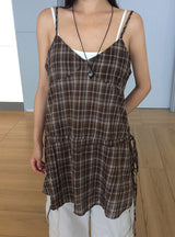 Gaps Check Bustier String Sleeveless One Piece