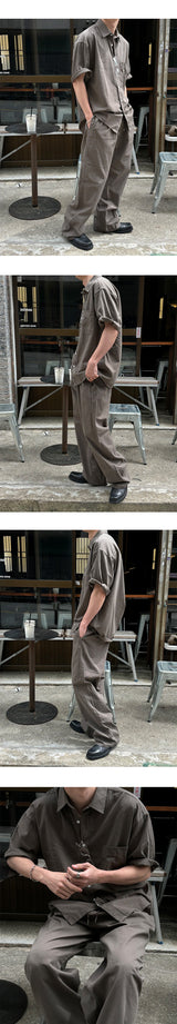 [SET UP가능] Washed cotton half shirts(6color)