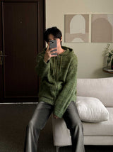 ASCLO Clover Brush Knit Hood Zip Up (4color)