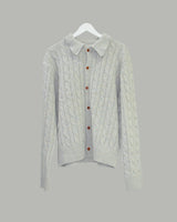 Pie knit collar cardigan