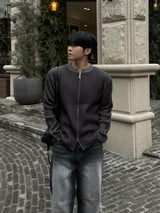 Fog lip zip-up knitwear