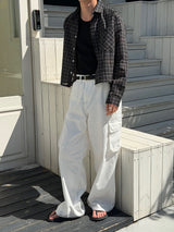 Thin crop check shirts(2color)