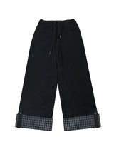 Check folding fleece pants / black