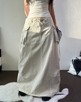 HIP PIGMENT CARGO WASHING LONG SKIRT 🩶🤍2color