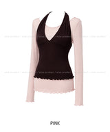 Dani Ruffle Layered Halter Long Sleeve