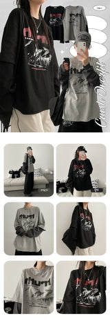 Crush Oversized Fit Color Layered Long Sleeve Tee
