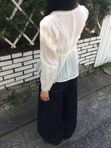 キミ フリル レース リボン ロングスリーブ ブラウス