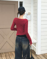 Yami Ribbed Deep V-Neck Knit