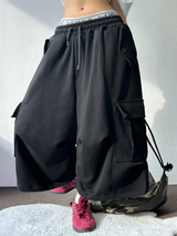 HIP LONG POCKET PARACHUTE CARGO BERMUDA 🤎🩶🖤🤍4COLOR