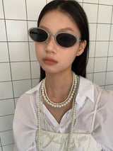 [SUNMI着用] ロング レイヤード パール ネックレス