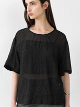 (BL-4331)UARA CREASE RIBBON SET BLOUSE S
