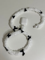 Fuzzy cable_Ribbon_White (Black)