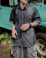 Durant Patch Washed Short Sleeve Denim Shirts