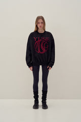 SWEATSHIRT EARTHYUSE NEEDLEWORK - BLACK