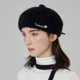 VARZAR Safety Pin Knit Beret / Black