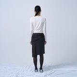 LAYERABLE BUTTON WRAP SKIRT (MELANGE CHARCOAL)