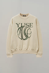 SWEATSHIRT EARTHYUSE NEEDLEWORK - CREAM
