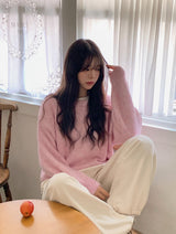 #Cozy Hairy Pastel Wool Loose Fit Knit (5color)