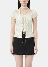 Elin Dot Frill Corset Blouse