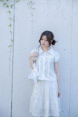 ウィングフリルブラウス(WHITE)