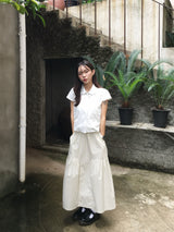 Slit Cotton Shirring Long Skirt (2c)