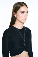 NO.624 [BURNISH] SPIKY LIGHTER LEATHER CASE NECKLACE