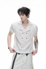 Embroidered Open Knit Shirt