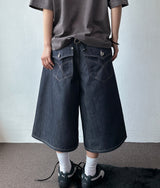 Sticky Stitch Back Cinch Denim Bermuda Shorts 2color