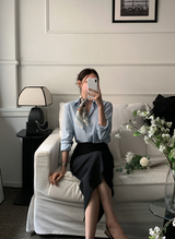 Roniv Silky Hidden Button Blouse / 5 colors