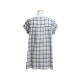 (2color) Double Button Check Flare Blouse