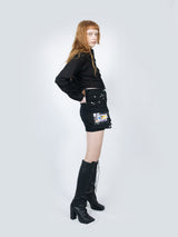 クロップダブルカラーシャツ (Black)