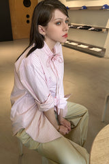 ブローチストライプシャツ_PINK