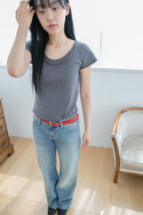 slub layered neck short sleeve top(4colors)