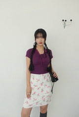 レースVネックストラップクロップトップ (WHITE, PURPLE 2COLORS!)