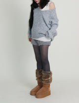 Kina Bendable Angora Fur Micro Shorts (Angora Fur Fabric)