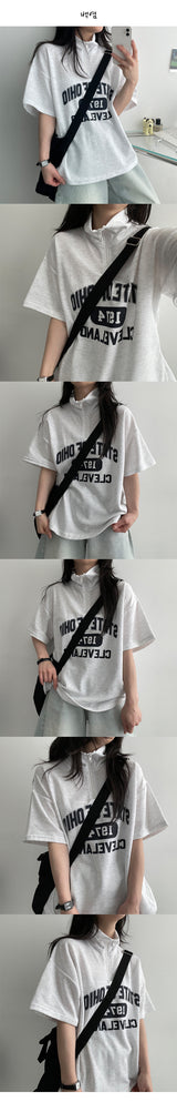[H&L] Motanorak Half Zip-Up Short Sleeve T-Shirt