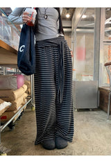 Stripe strap lace banding pants