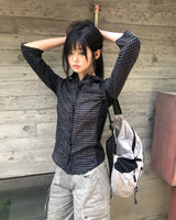クディン チェック 7分袖 Tシャツ