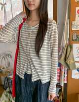 Vianne Stripe Sleeveless Cardigan Set