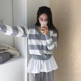 [MADE] striped deep V-neck knit